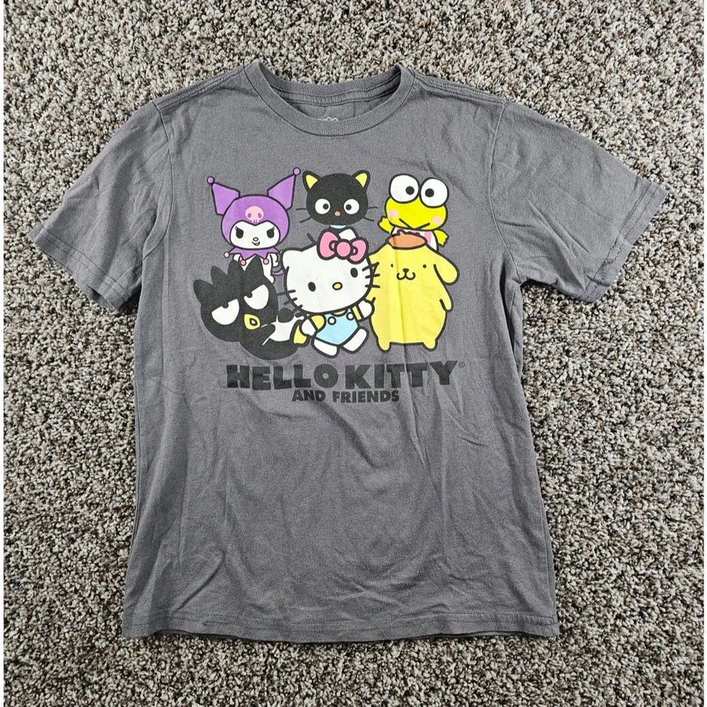 Hello Kitty & Friends Girls Sz L Short Sleeve Graphic T Shirt Gray - Picture 1 of 3